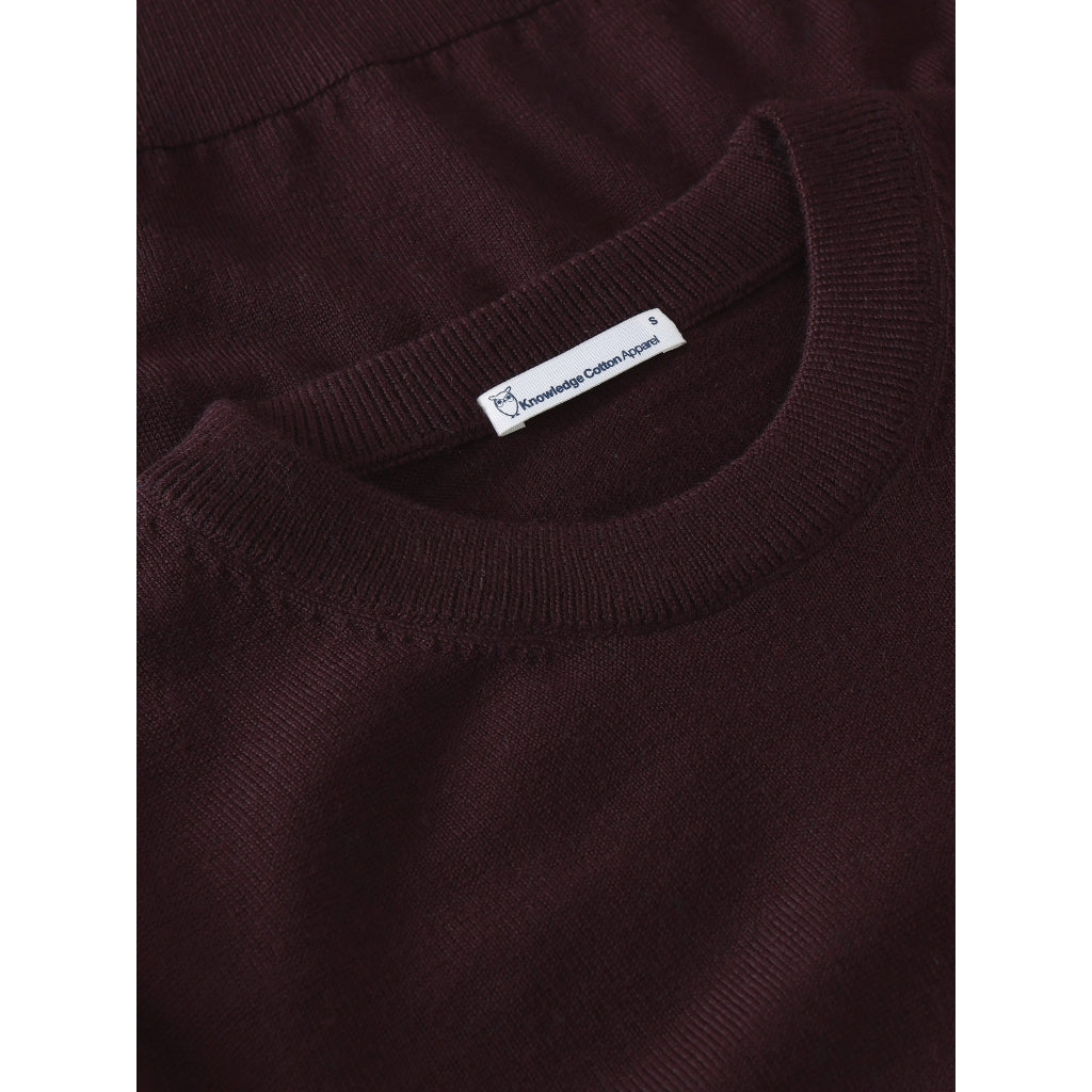 Knowledge Cotton Apparel Damenpullover bordeaux aus RWS zertifiziert Merinowolle