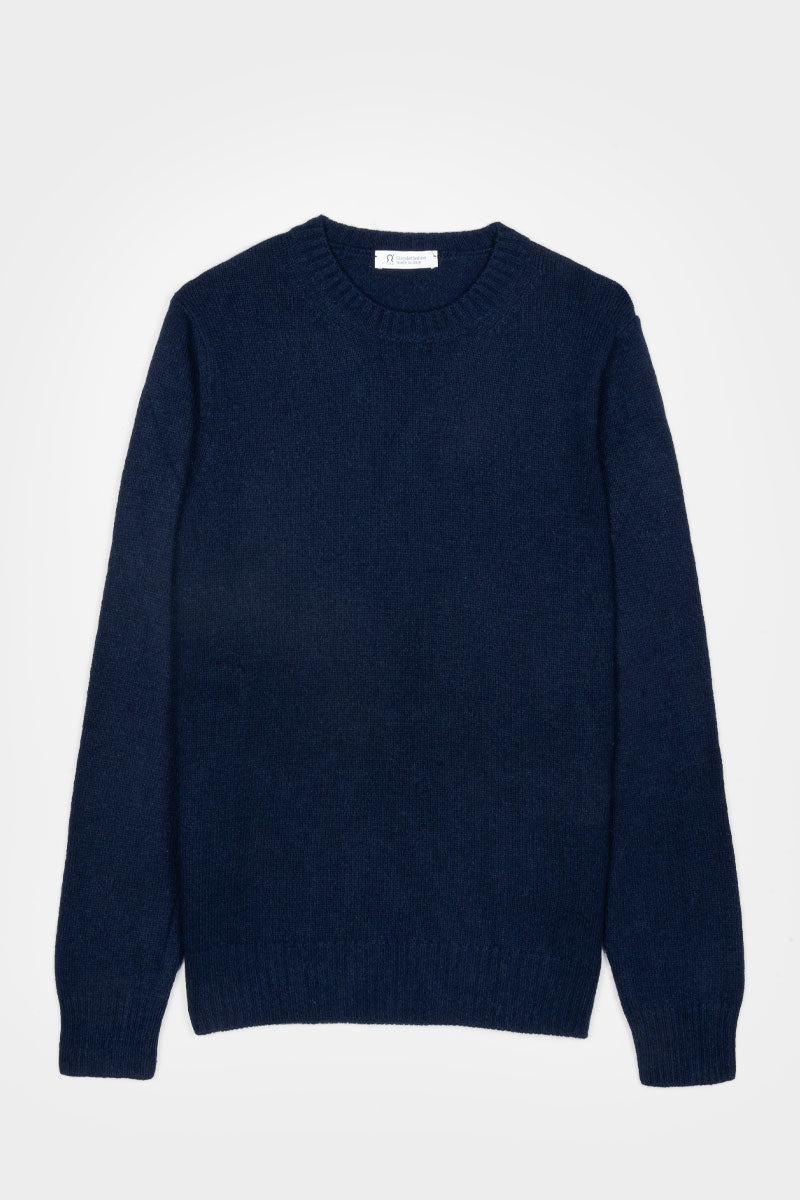 blauer Pullover Romeo aus recycelter Kaschmirwolle