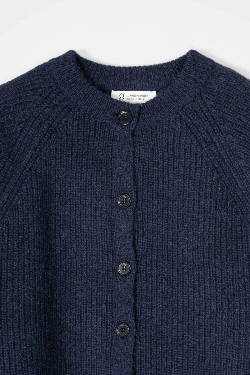 Rifo Vittoria Damen Cardigan dunkelblau aus recycelter GRS zertifizierter Alpakawolle