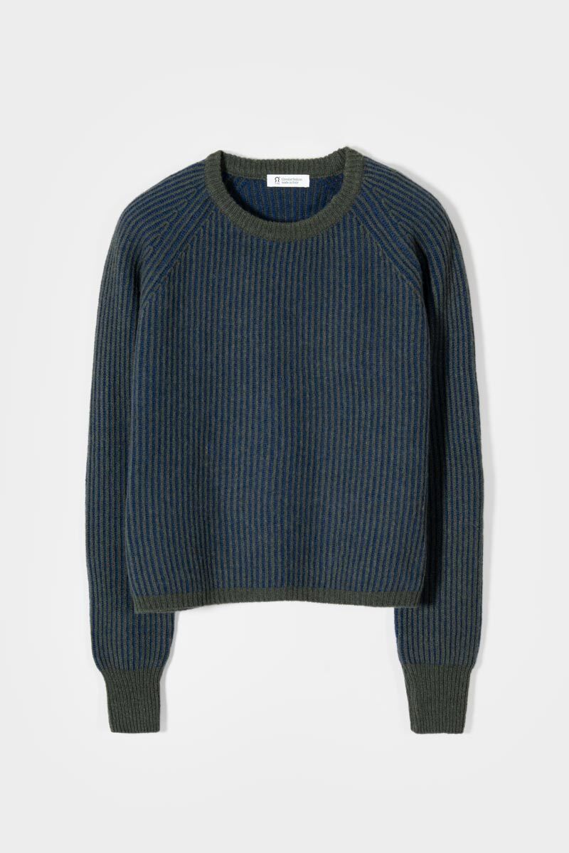 Rifo Emilia Pullover grün/blau aus recycelter GRS zertifizierter Kaschmirwolle