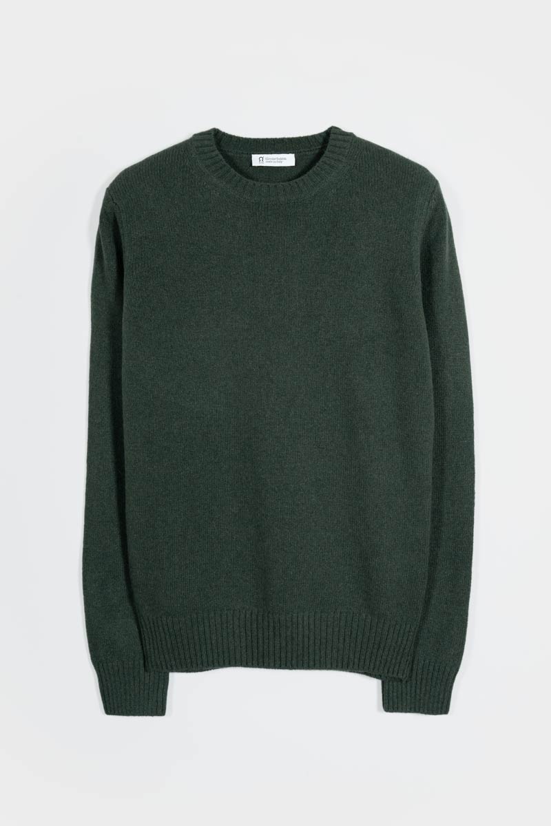 grüner Pullover Romeo aus recycelter Kaschmirwolle