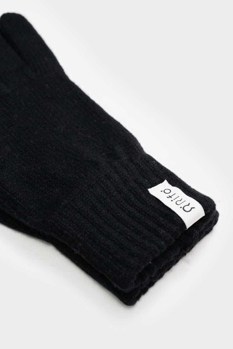 schwarze Handschuhe Anita aus recycelter Kaschmirwolle
