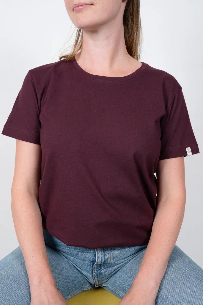 ZRCL Foxdrum Damen T-Shirt weinrot 100% Bio-Baumwolle