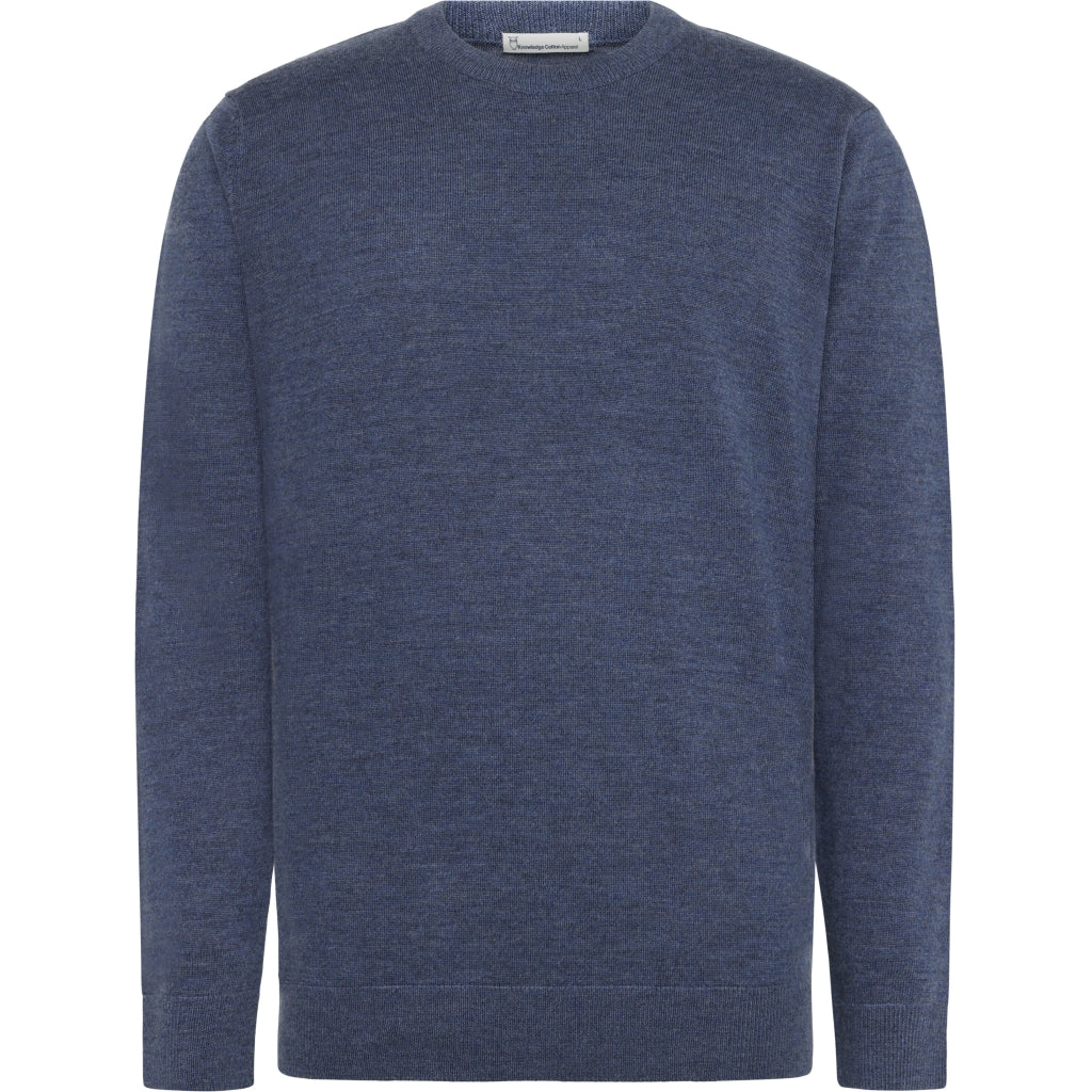 Knowledge Cotton Apparel  Herrenpullover mit Rundhalsausschnitt aus Merinowolle