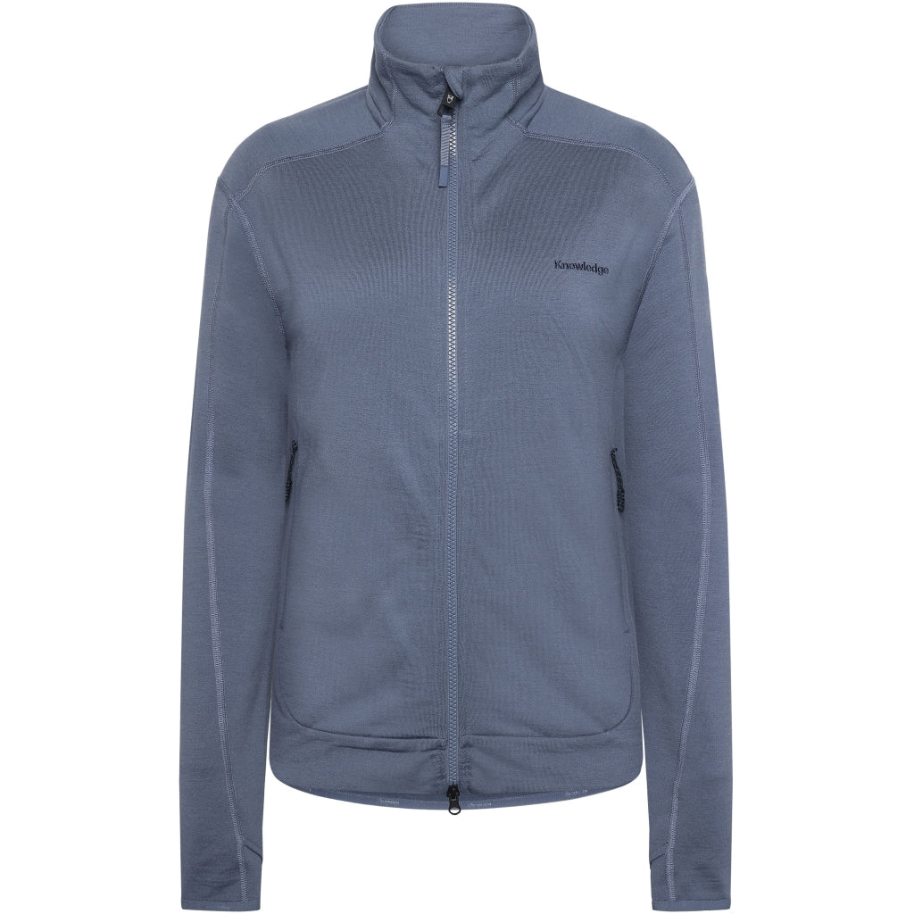 Knowledge Cotton Apparel hellblaue Damen Fleece Jacke ohne Kapuze  aus Merinowolle