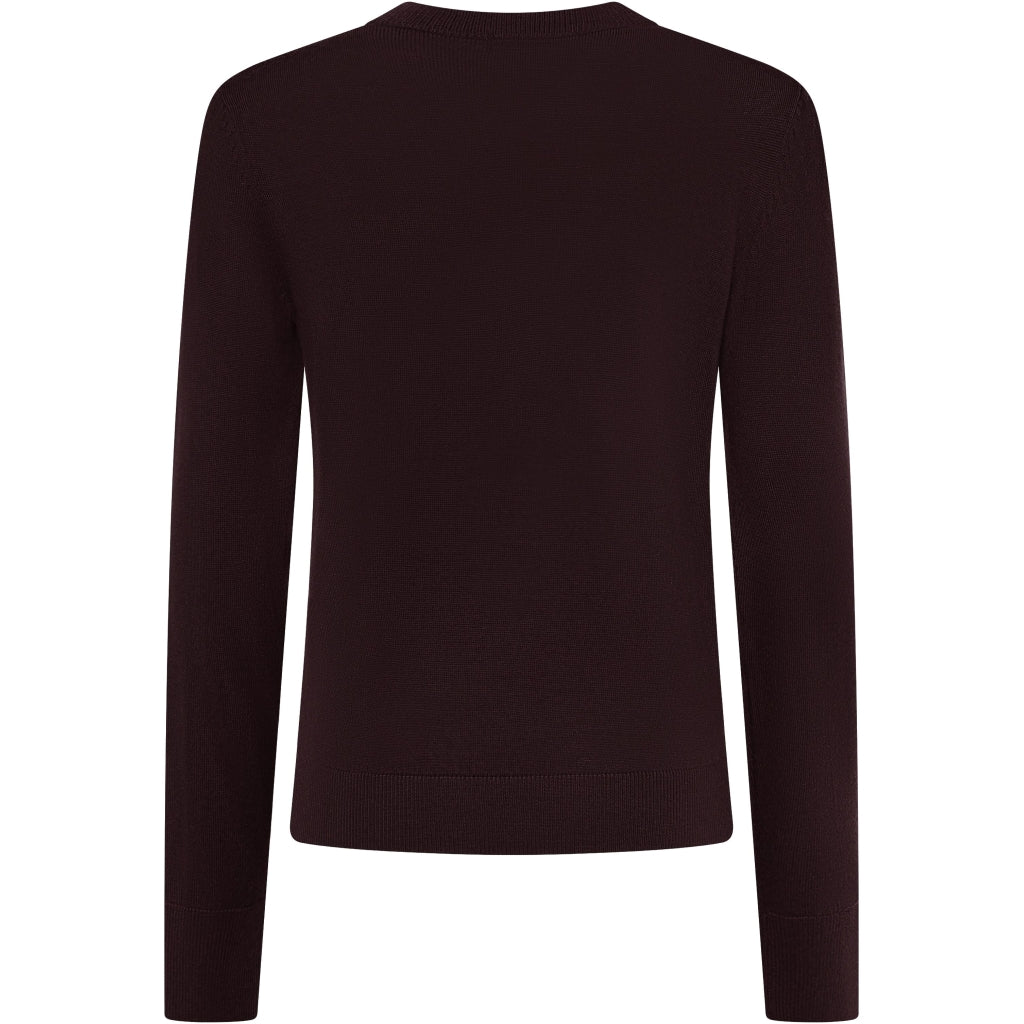 Knowledge Cotton Apparel  Damenpullover bordeaux aus RWS zertifiziert Merinowolle
