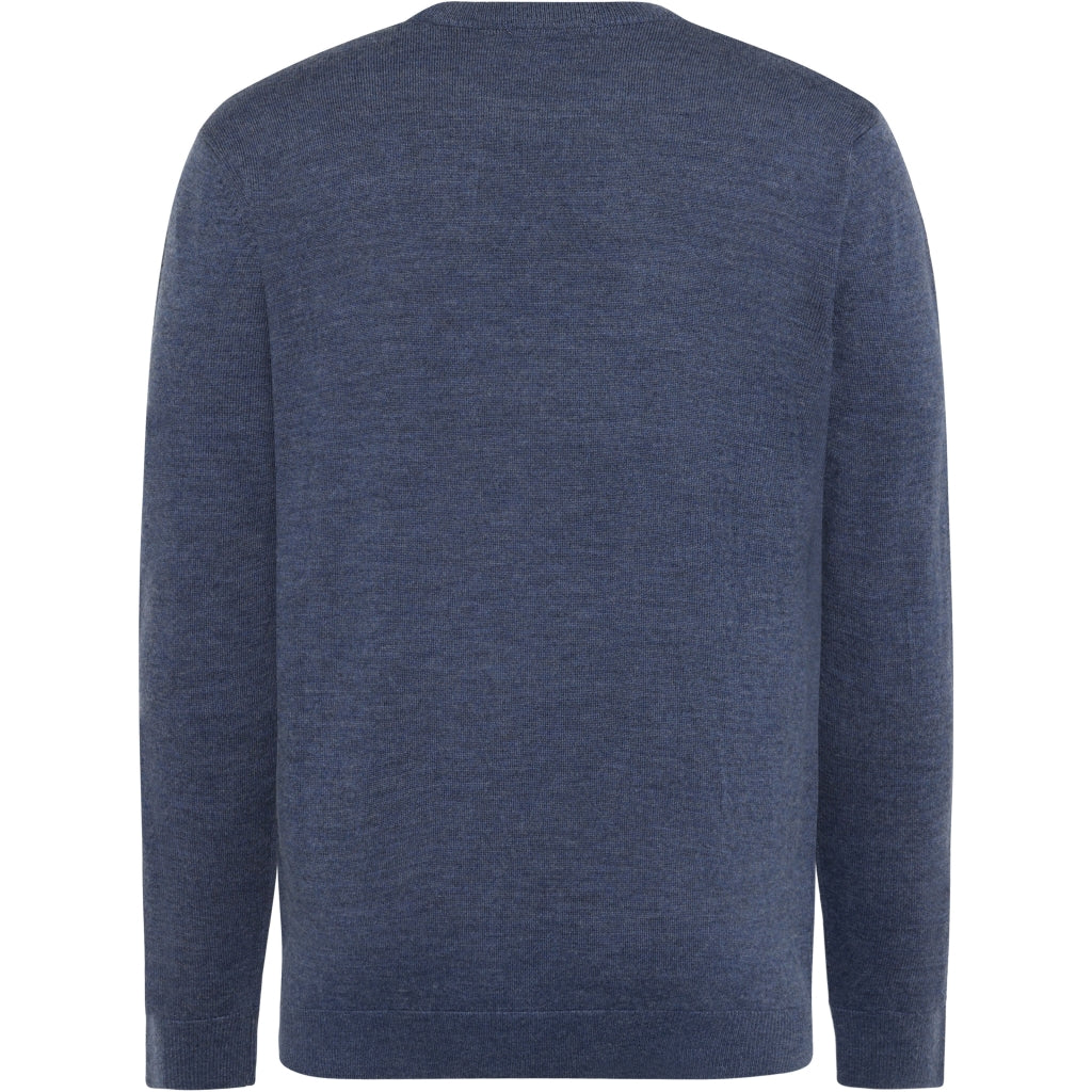 Knowledge Cotton Apparel  Herrenpullover mit Rundhalsausschnitt aus Merinowolle