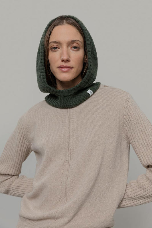 grüne Balaclava aus recyceltem Kaschmir Unisex