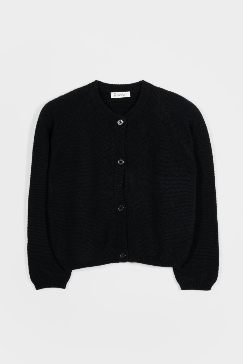 Rifo Mafalda Cardigan schwarz aus recycelter GRS zertifizierter Kaschmirwolle