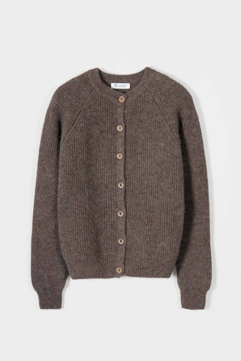 Rifo Vittoria Damen Cardigan braun aus recycelter GRS zertifizierter Alpakawolle
