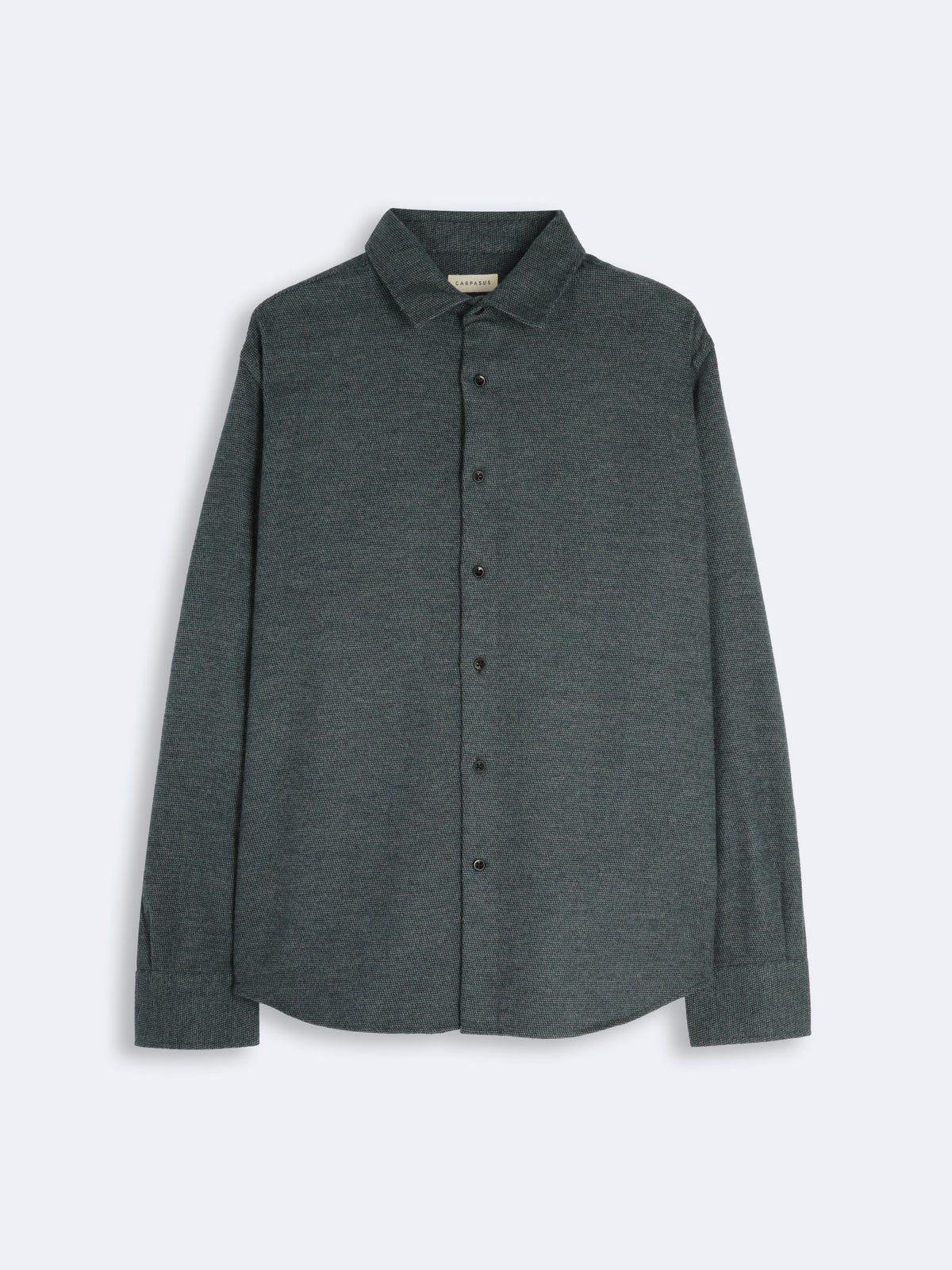 Carpasus dunkelgrün meliertes Flanellhemd Kaischa- Casual Fit - aus zertifizierter Bio-Baumwolle