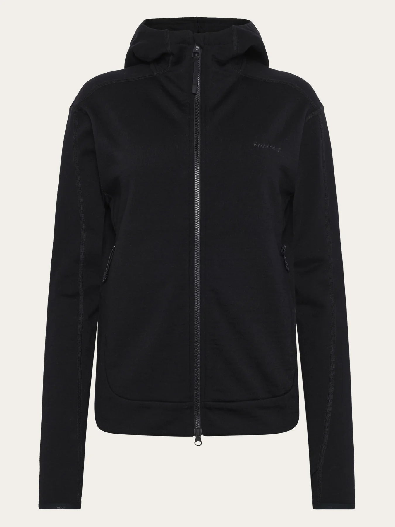 Schwarzer Merino Fleece Jacke