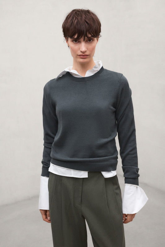 Ecoalf Pullover Ares -  dunkelgrauer Pullover aus recycelte Wolle und LENZING™ ECOVERO™ Viskose