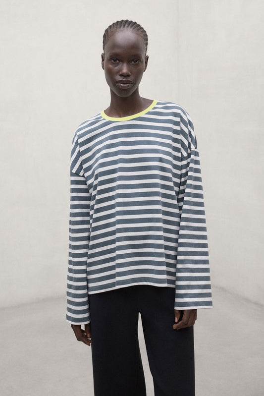 Ecoalf Langarmshirt Bergami  weissgrau gesteift Damen Langarmshirt oversized aus 100% recycelte Baumwolle