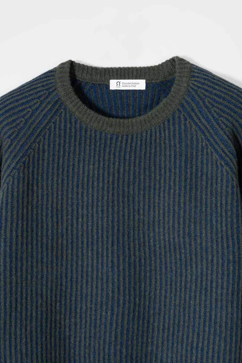 Rifo Emilia Pullover grün/blau aus recycelter GRS zertifizierter Kaschmirwolle
