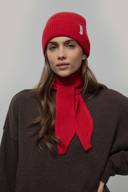 Rifo Marcello rote unisex Kaschmirmütze recyceltes Kaschmir