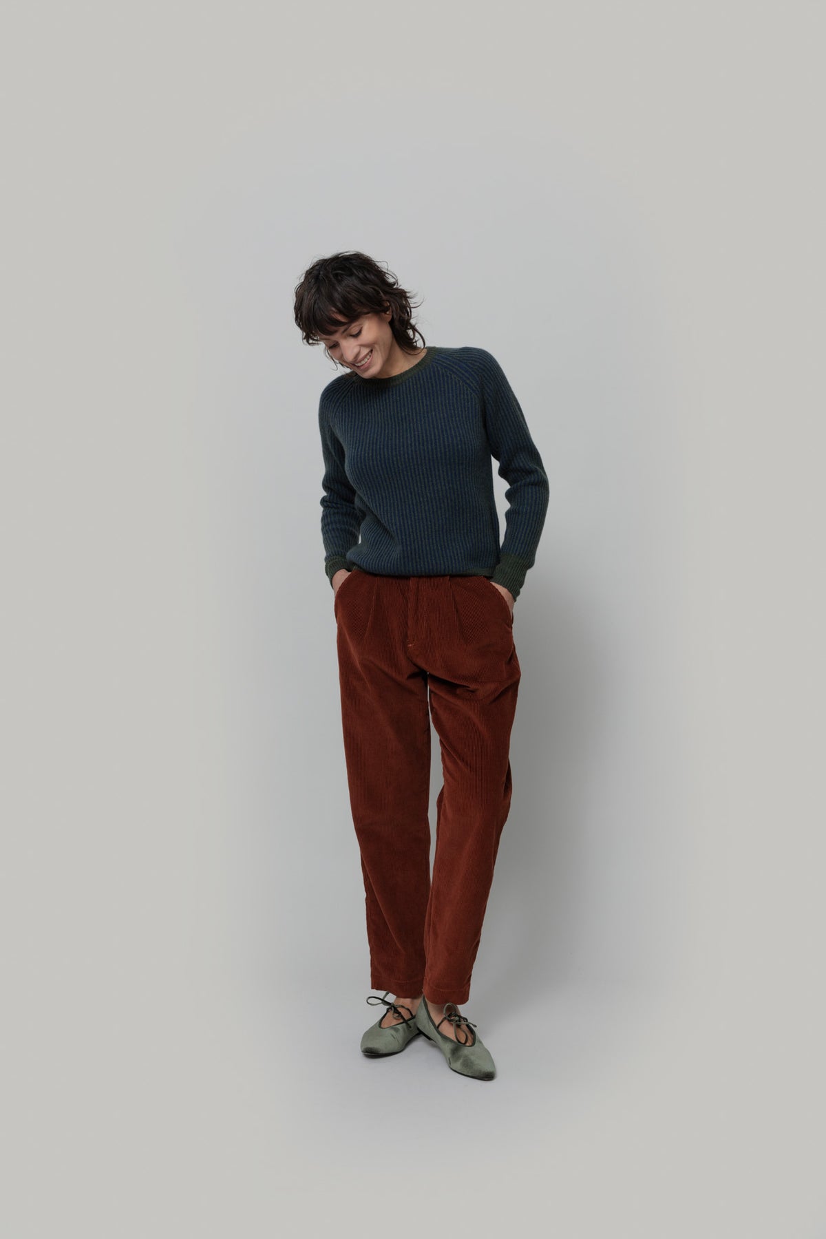 Rifo Emilia Pullover grün/blau aus recycelter GRS zertifizierter Kaschmirwolle