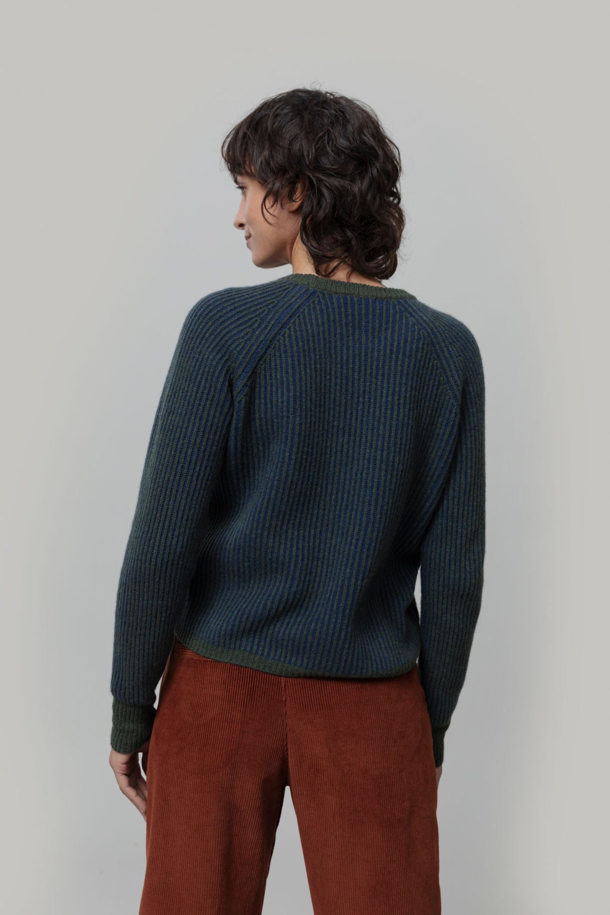 Rifo Emilia Pullover grün/blau aus recycelter GRS zertifizierter Kaschmirwolle