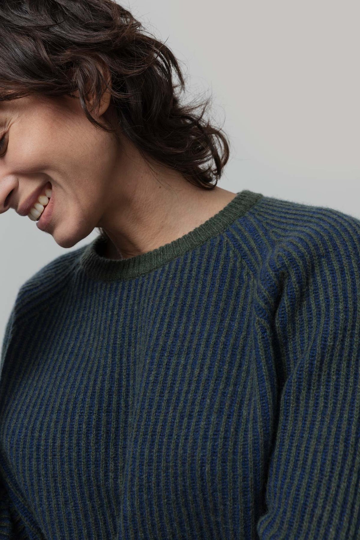 Rifo Emilia Pullover grün/blau aus recycelter GRS zertifizierter Kaschmirwolle
