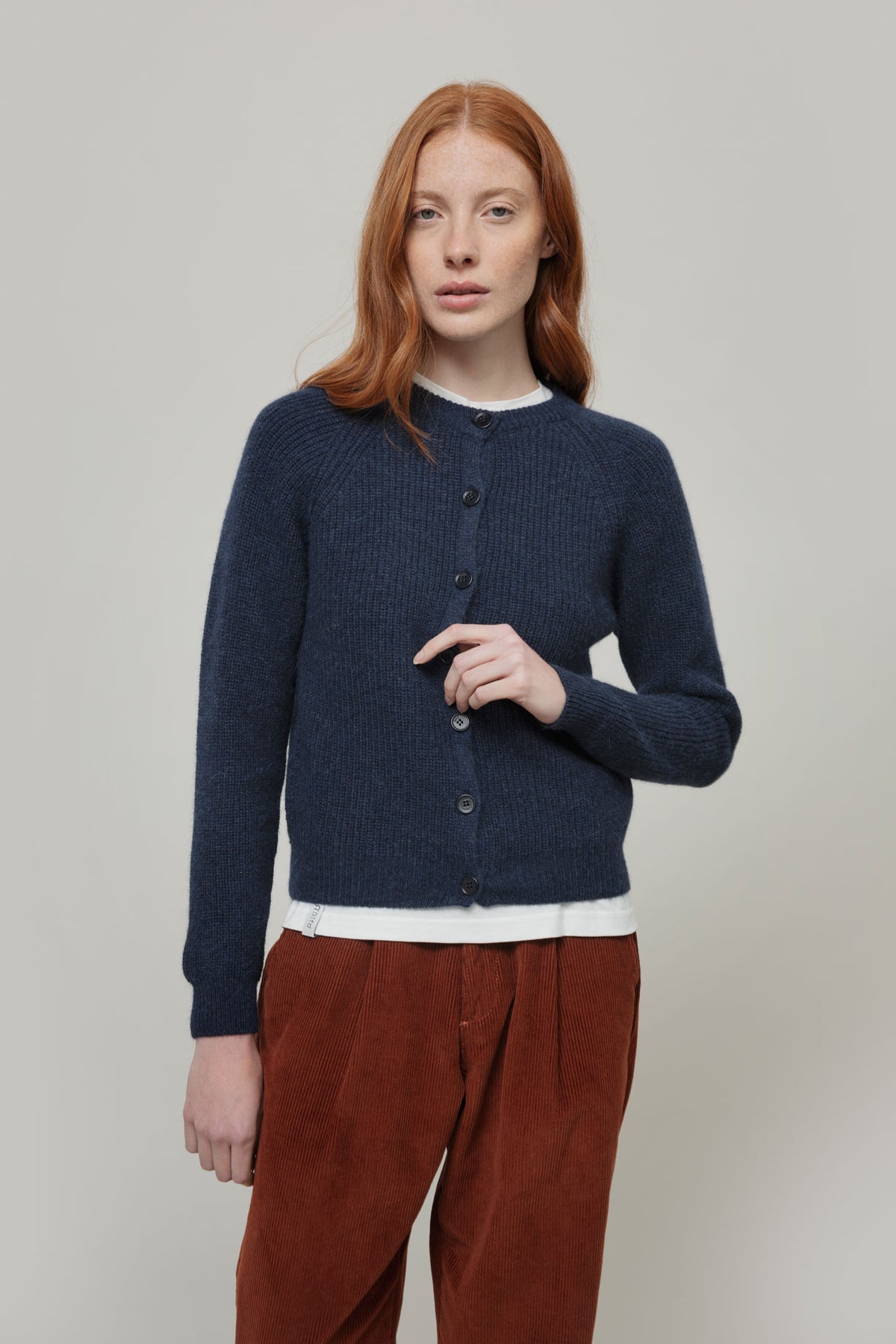 Rifo Vittoria Damen Cardigan dunkelblau aus recycelter GRS zertifizierter Alpakawolle