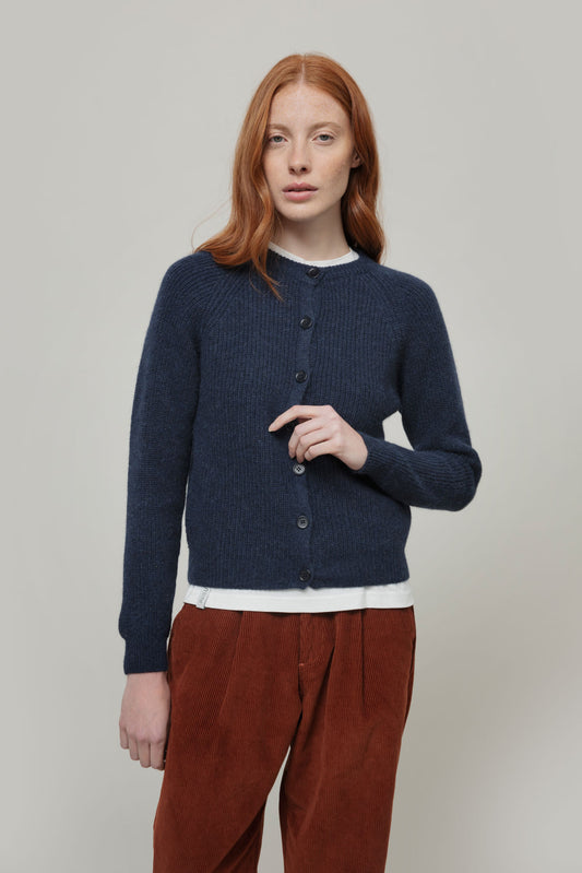 Rifo Vittoria blaues Damen Cardigan aus recycelter Alpakawolle