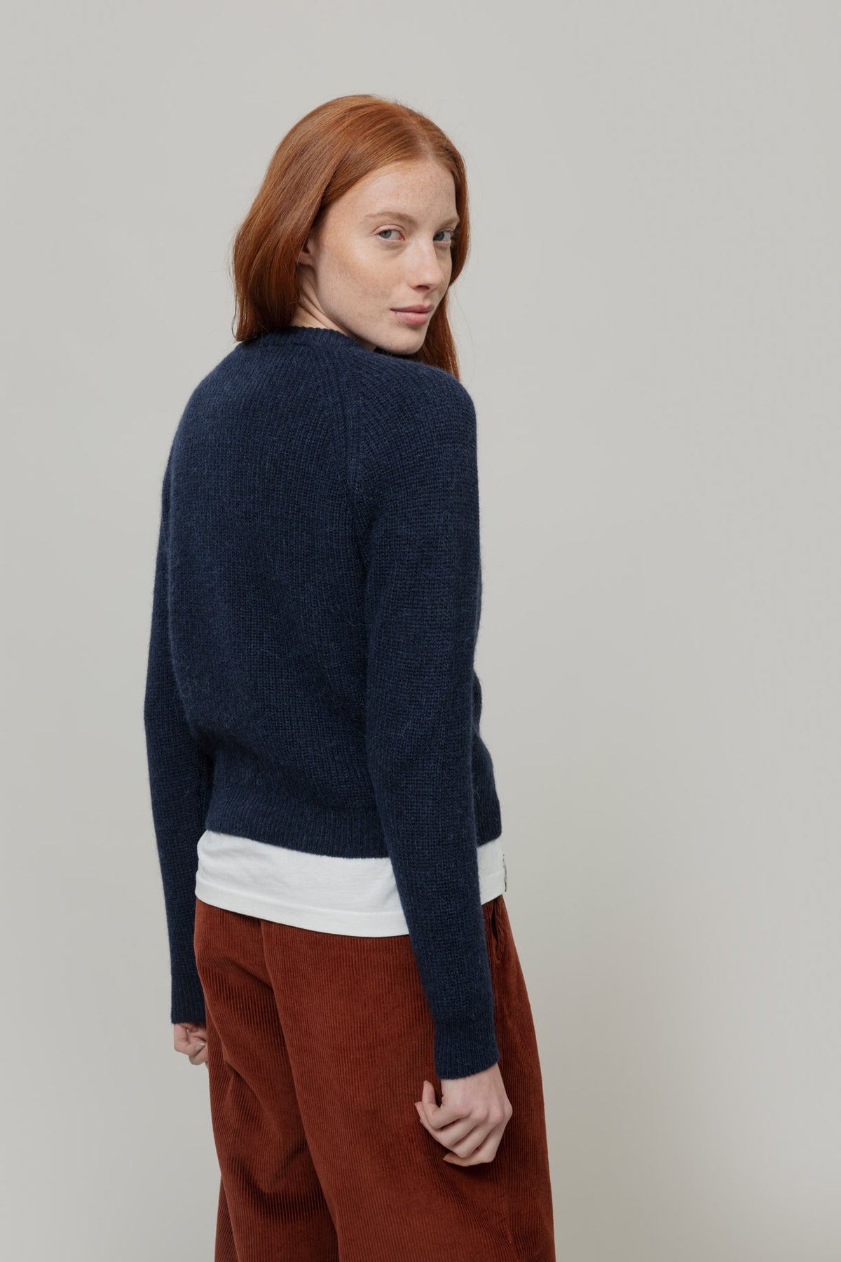 Rifo Vittoria Damen Cardigan dunkelblau aus recycelter GRS zertifizierter Alpakawolle