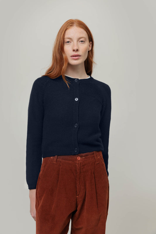 Rifo Mafalda Cardigan schwarz aus recycelter Kaschmirwolle