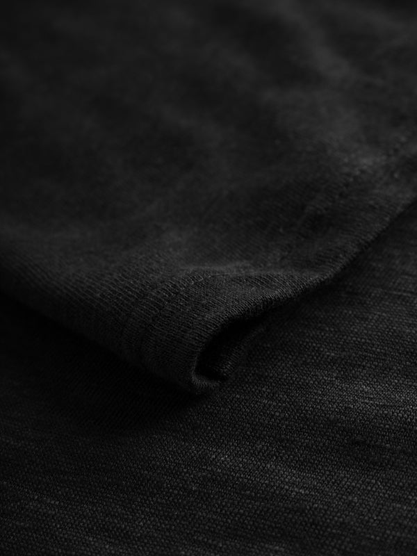 schwarzes Leinen T-Shirt mit Rundhalsausschnitt