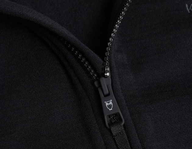 Schwarzer Merino Fleece Jacke