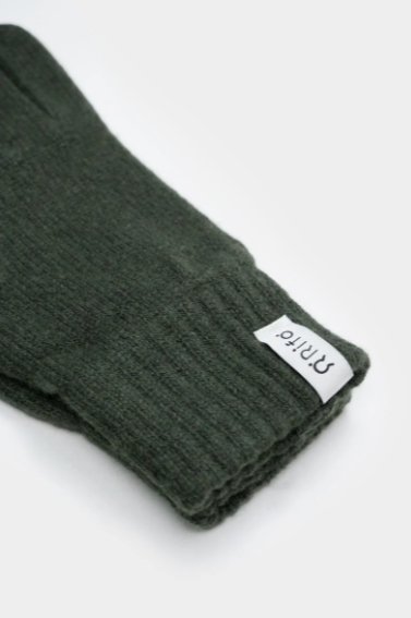 Rifo Handschuhe Anita - waldgrüne Handschuhe aus recycelter Kaschmirwolle GRS zertifiziert