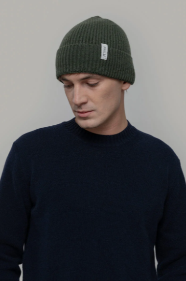 Rifo Marcello grüne Kaschmirmütze unisex recyceltes Kaschmir