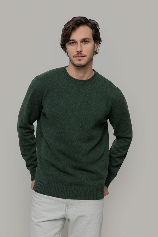 grüner Pullover Romeo aus recycelter Kaschmirwolle
