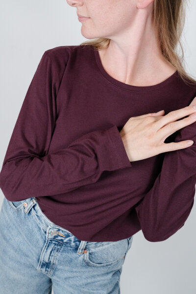 ZRCL Basic Juna Damen Langarmshirt dunkelrot 100% Bio-Baumwolle