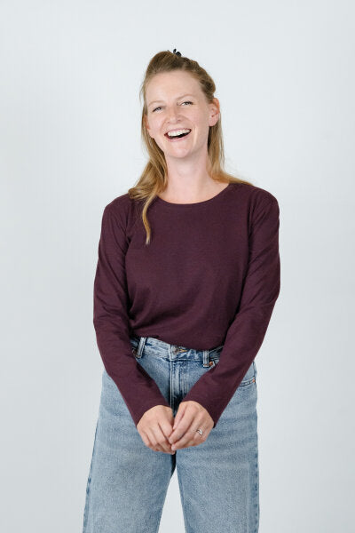ZRCL Basic Juna Damen Langarmshirt dunkelrot 100% Bio-Baumwolle