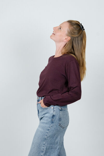 ZRCL Basic Juna Damen Langarmshirt dunkelrot 100% Bio-Baumwolle