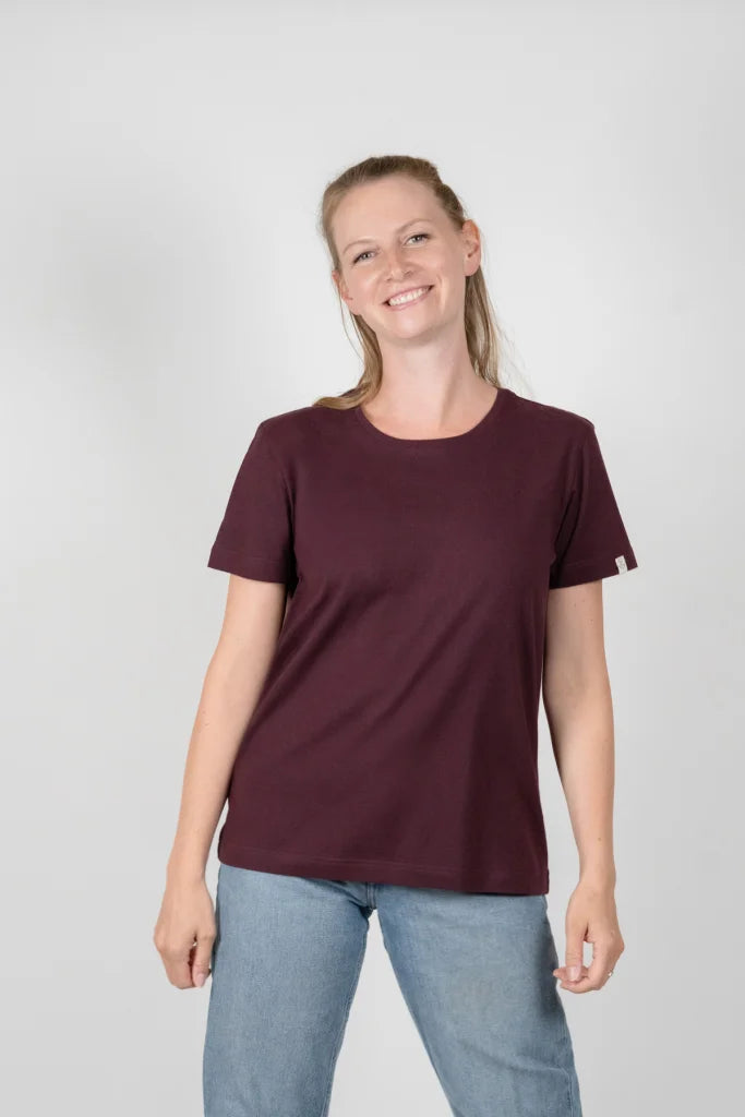 ZRCL Foxdrum Damen T-Shirt weinrot 100% Bio-Baumwolle