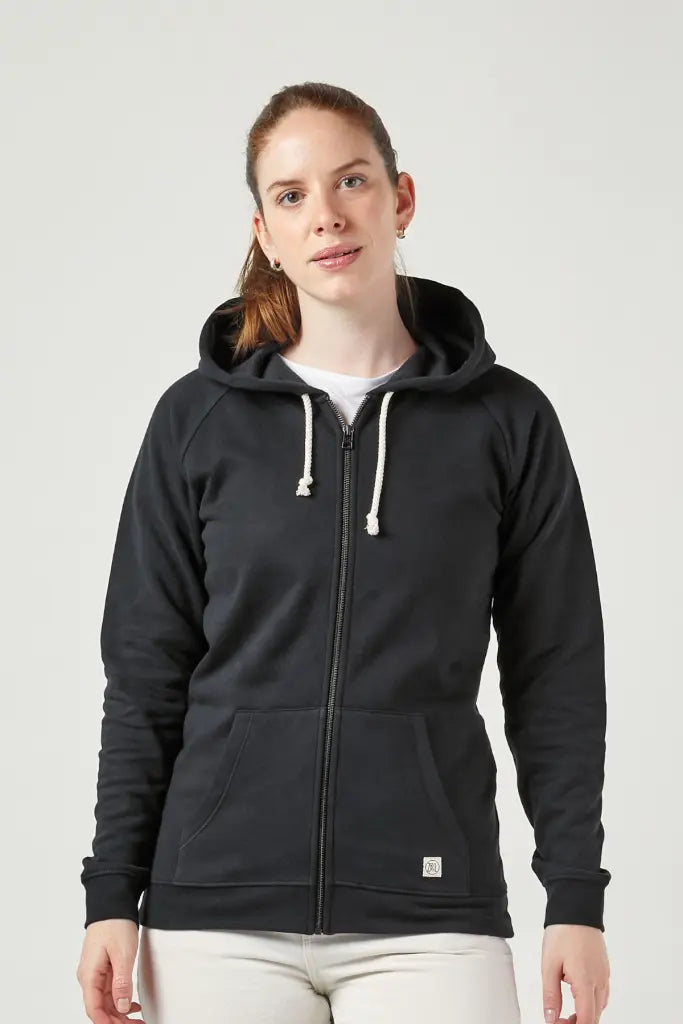 Schwarzer Zip Hoodie Damen