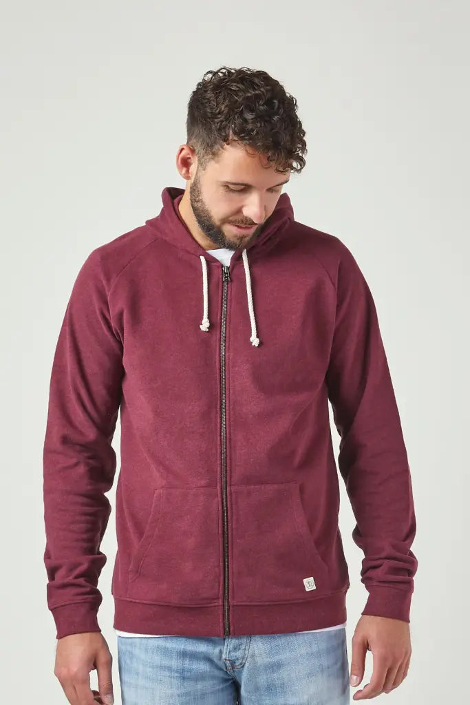 Dark Wine Zip Hoodie Herren