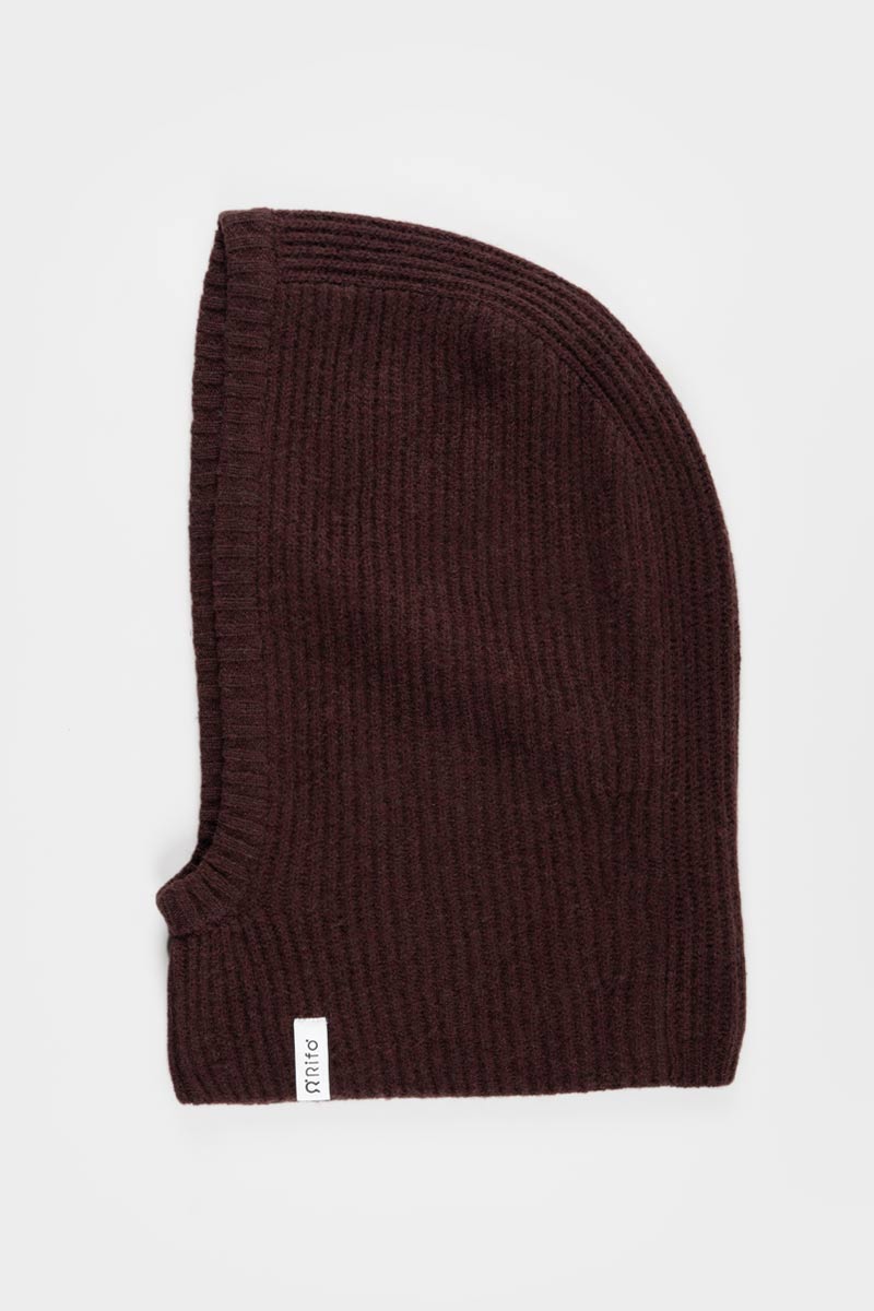 Braunes Balaclava aus recyceltem Kaschmir Unisex