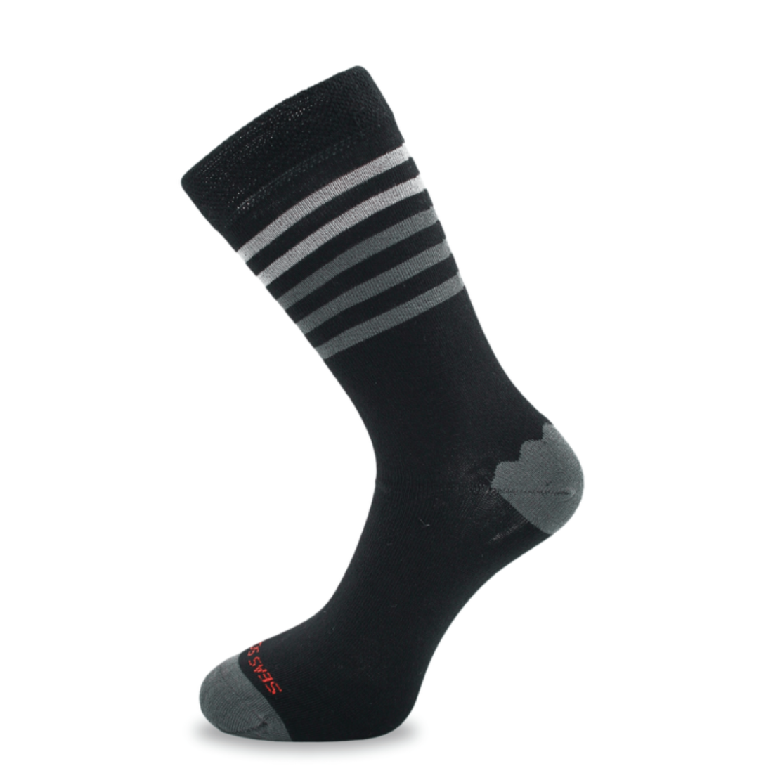 Schwarze gestreifte Socken "Reef" Healthy Seas aus Econyl und Bio Baumwolle