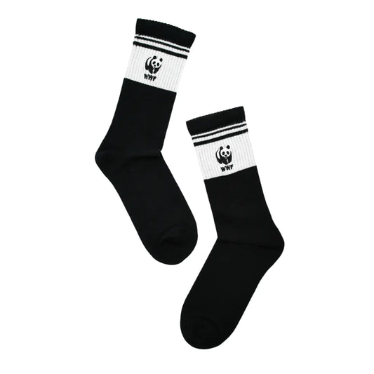 Schwarze WWF Sportsocken Healthy Seas aus Econyl und Bio Baumwolle