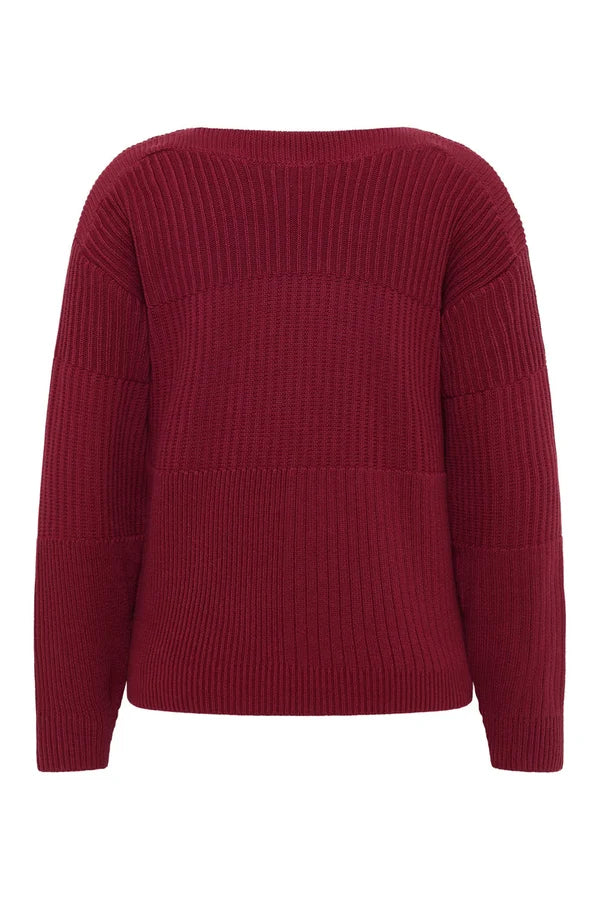 Tranquillo  dunkelroter Strickpullover Kiraa -  aus GOTS-zertifizierte Bio-Baumwolle