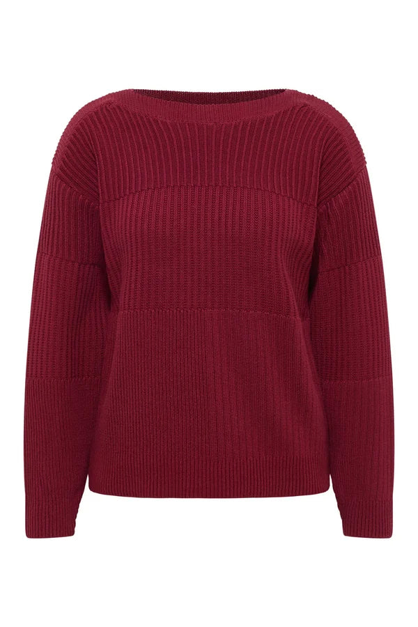 Tranquillo  dunkelroter Strickpullover Kiraa -  aus GOTS-zertifizierte Bio-Baumwolle