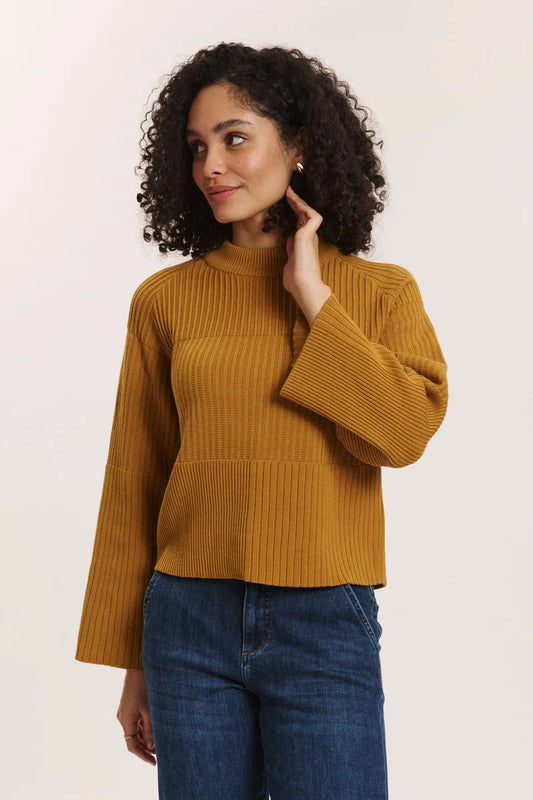 Tranquillo helbrauner Strickpullover Sunnaa 100% GOTS-zertifizierte Bio-Baumwolle