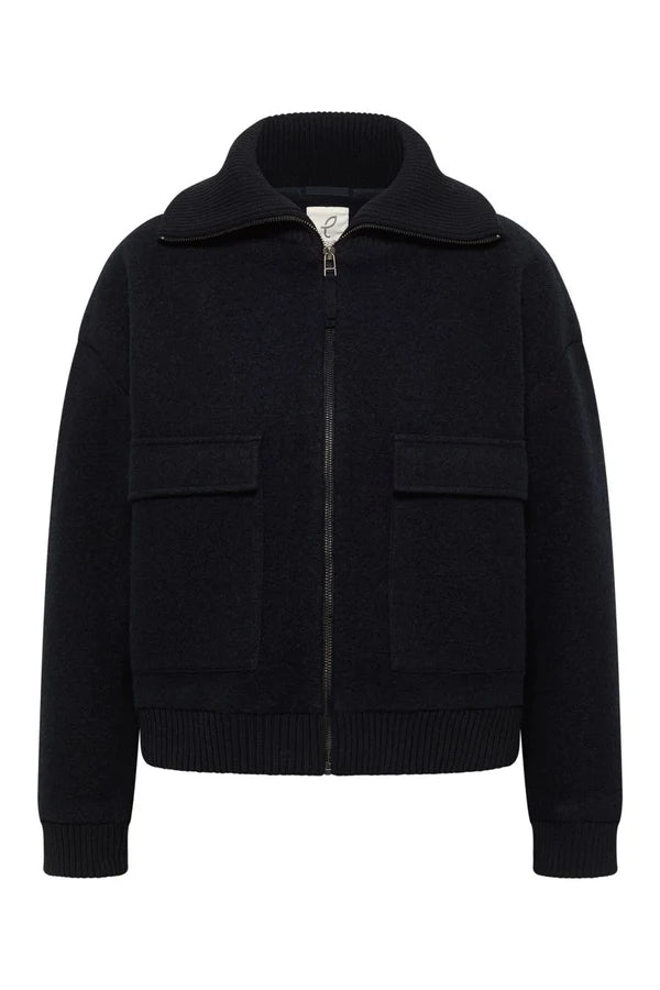 Tranquillo schwarze Wollwalk Jacke Miriaam - aus RWS-zertifizierter Wolle