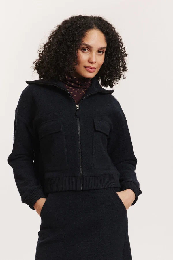 Tranquillo schwarze Wollwalk Jacke Miriaam - aus RWS-zertifizierter Wolle