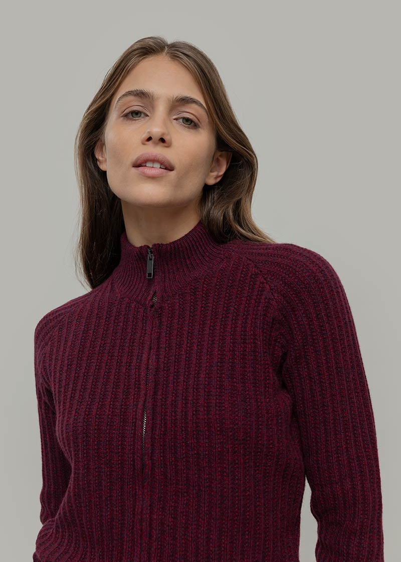 Damen Cardigan Ornella mit Reisverschluss aus recycelter Wolle