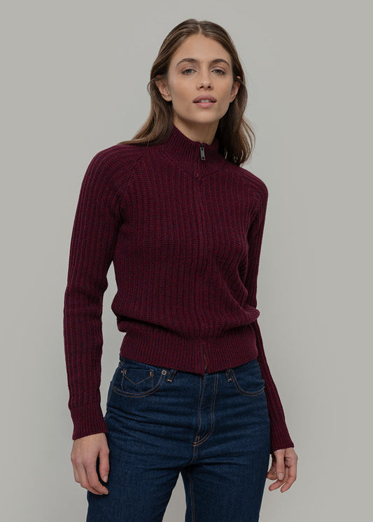 Damen Cardigan Ornella mit Reisverschluss aus recycelter Wolle